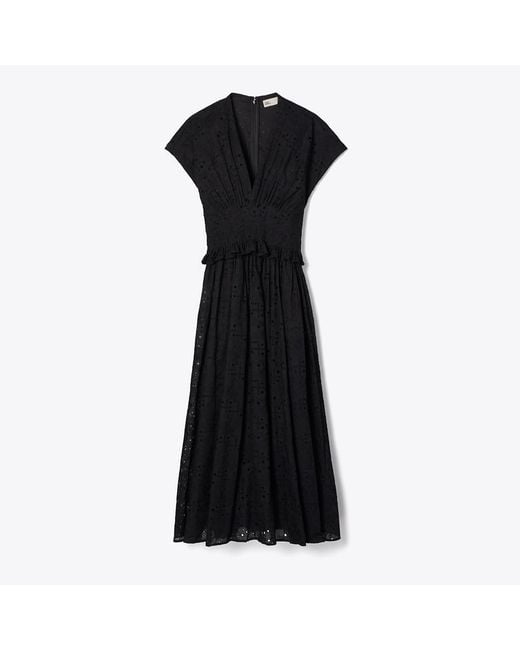 Tory Burch Black Eyelet Cotton Dress