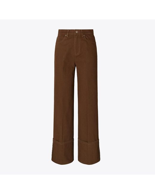 Tory Burch Brown Cuffed Straight Leg Jean
