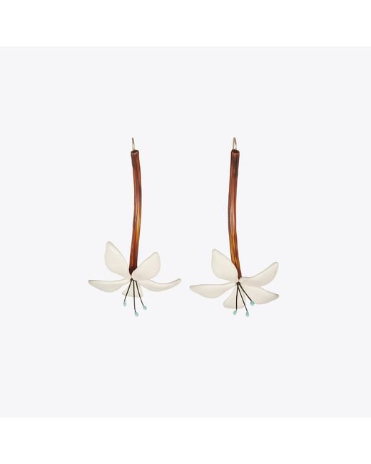 Tory Burch White Flower Earrings