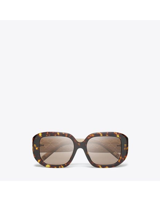 Tory Burch Gray T Monogram Geometric Sunglasses, One Size