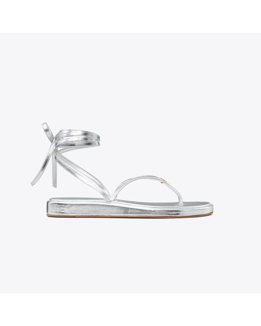 Tory Burch White Capri Ankle Wrap Sandal