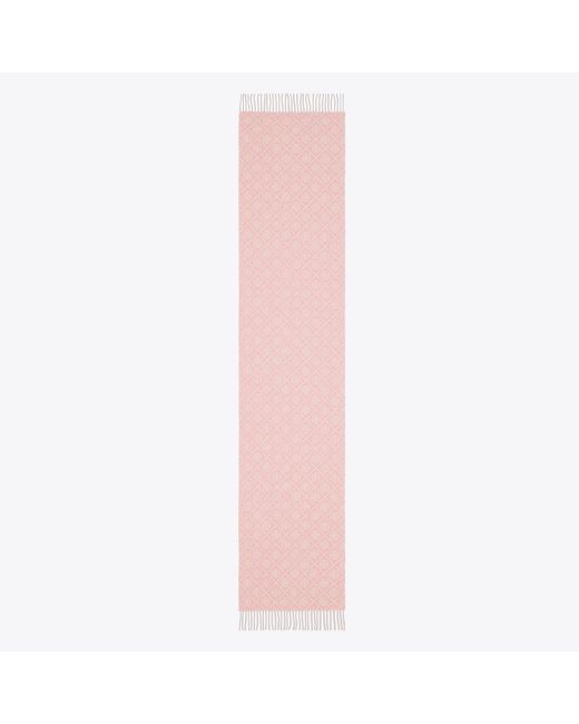 Tory Burch Pink T Monogram Oblong Scarf, One Size