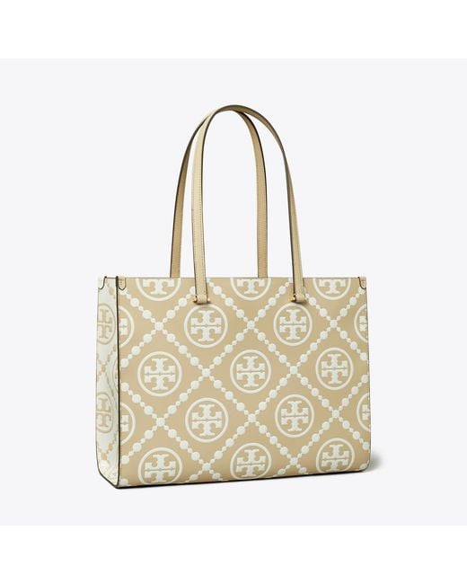 Tory Burch Metallic T Monogram Contrast Embossed Tote, One Size