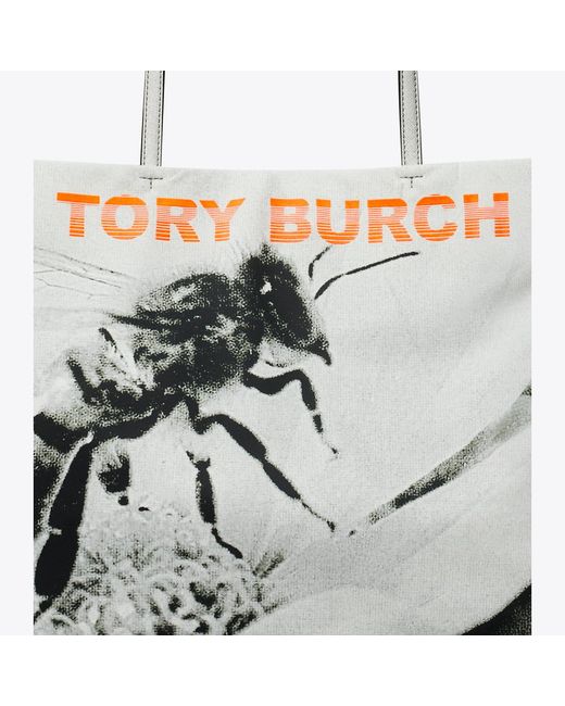 Tory Burch White Ella Printed Tote, One Size