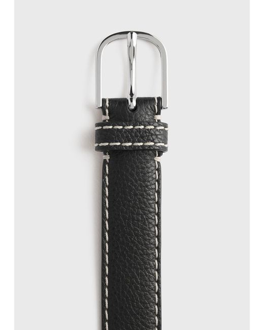 Totême White Slim Grained-Leather Trouser Belt