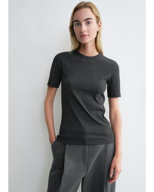 Totême  Gray Classic Rib Tee