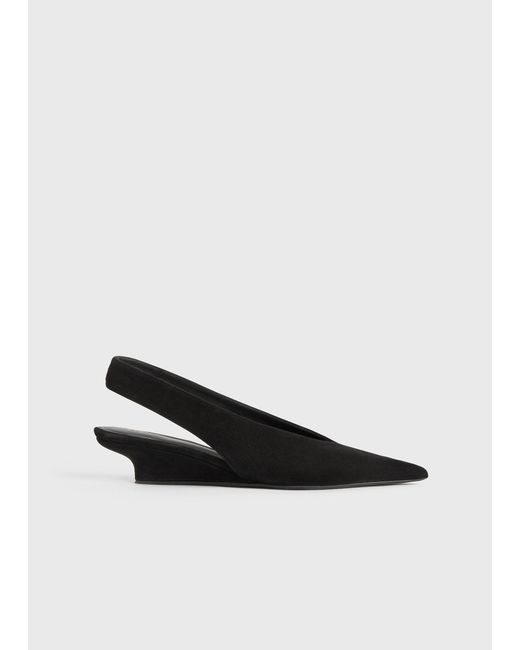 Totême White Wedge-Heel Suede Slingbacks