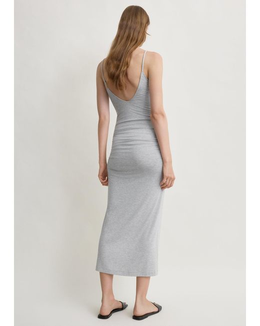 Totême  White Draped Slip Dress Pale Mélange