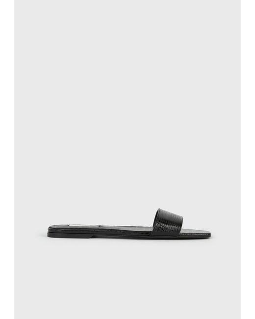 Totême White Slim Lizard-Embossed Bandeau Slides