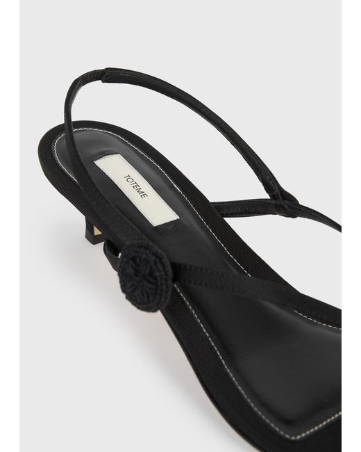 Totême  Black Slingback Satin Flip Flops