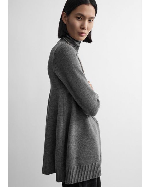 Totême Gray Wool Turtleneck Top