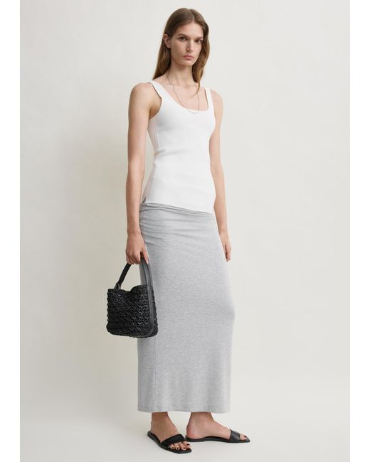 Totême White Draped Jersey Skirt Pale Mélange