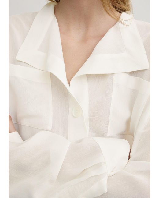 Totême White Overlapping Collar Blouse