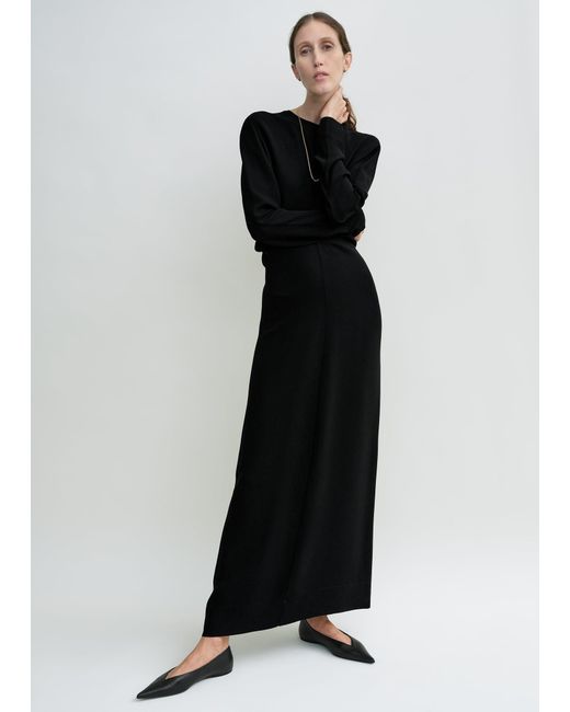 Totême  Black Long-Sleeve Slouch Waist Dress