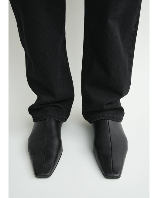 Totême Black Zipped Leather Chelsea Boots
