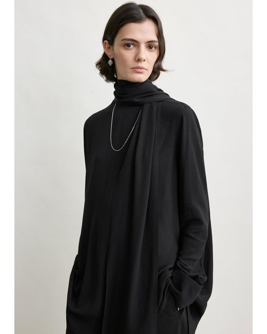 Totême  Black Draped Scarf Blouse