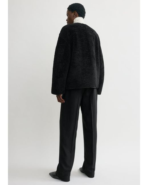 Totême Black Teddy Shearling Clasp Jacket