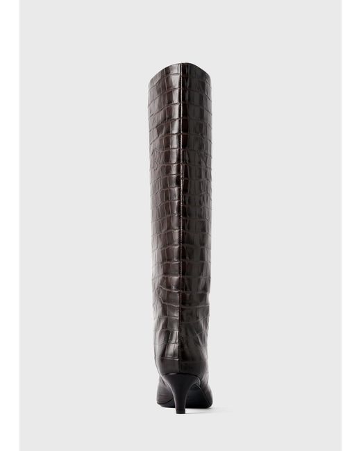 Totême Black Croco-Embossed Wide Shaft Boots Dark