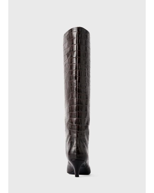 Totême  Black Croco-Embossed Wide Shaft Boots Dark