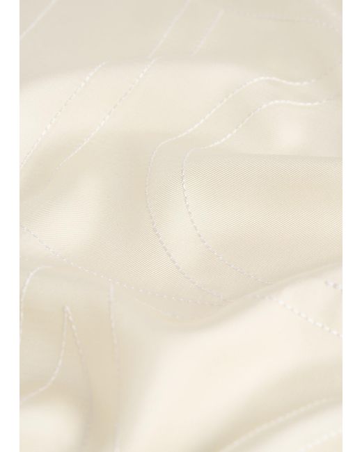 Totême Natural Embroidered Monogram Silk Scarf