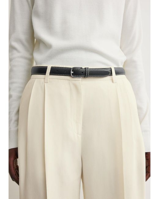 Totême White Slim Grained-Leather Trouser Belt