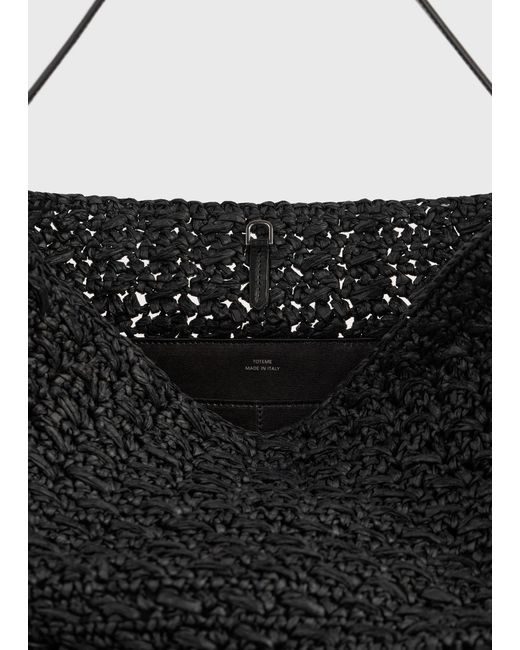 Totême Black Belted Paper Raffia Tote