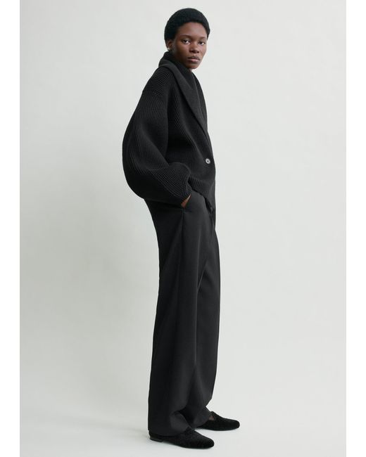 Totême  Black Shawl-Lapel Cardigan