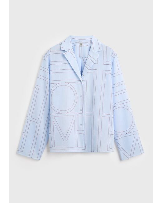 Totême Blue Monogram Cotton-Blend Pj Top