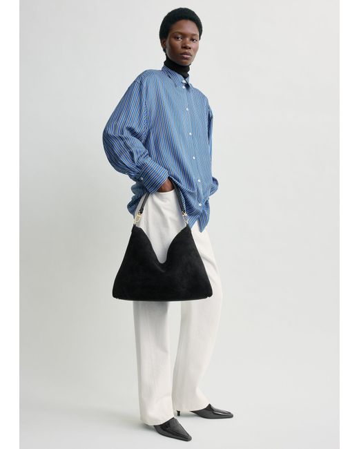 Totême  Black Medium Bevel Suede Bag