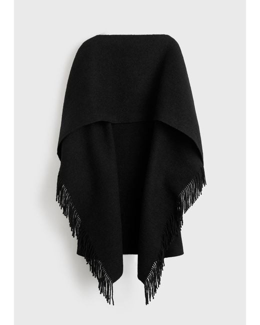 Totême  Black Fringed Poncho