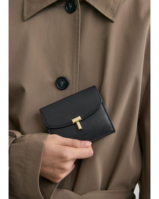 Totême White T-Lock Leather Cardholder