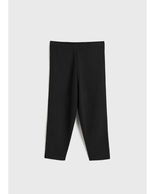 Totême Black Compact Knit Capri Trousers