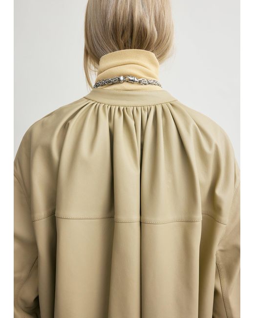 Totême  Natural Collarless Leather Coat