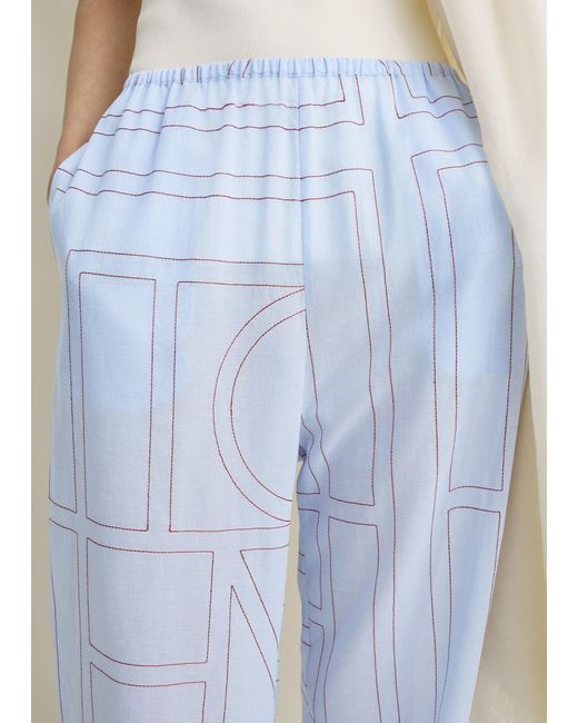 Totême  White Monogram Cotton-Blend Pj Bottoms