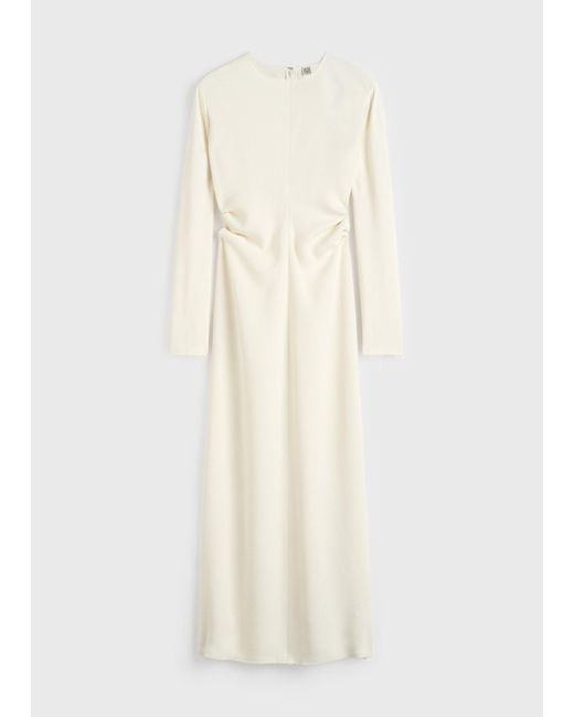 Totême White Long-Sleeve Slouch Waist Dress
