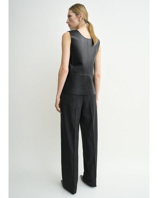 Totême Black Scoop-Neck Leather Top