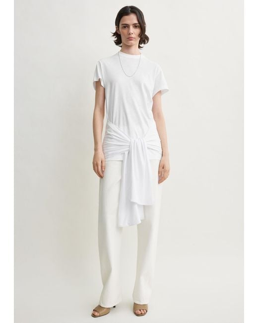 Totême White Tie-Waist Jersey Top