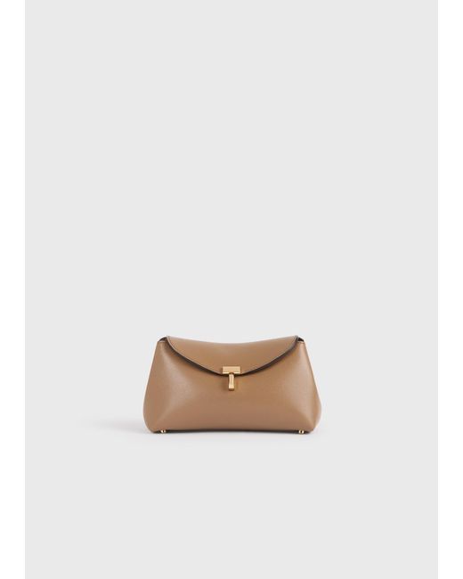 Totême White Mini T-Lock Leather Clutch