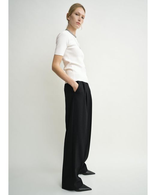 Totême White Double-Pleat Tailored Trousers