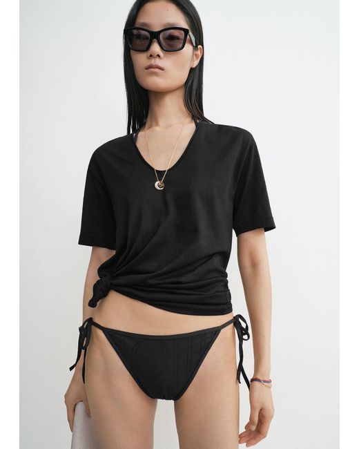 Totême Black Monogram Pointelle Bikini Bottoms