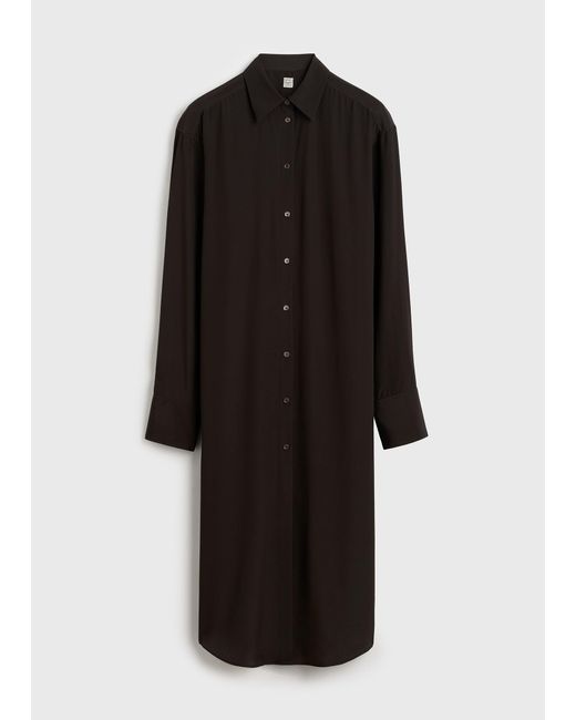 Totême Black Silk Shirtdress