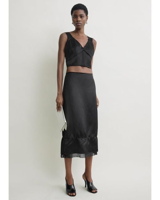 Totême Black Cropped Satin Camisole