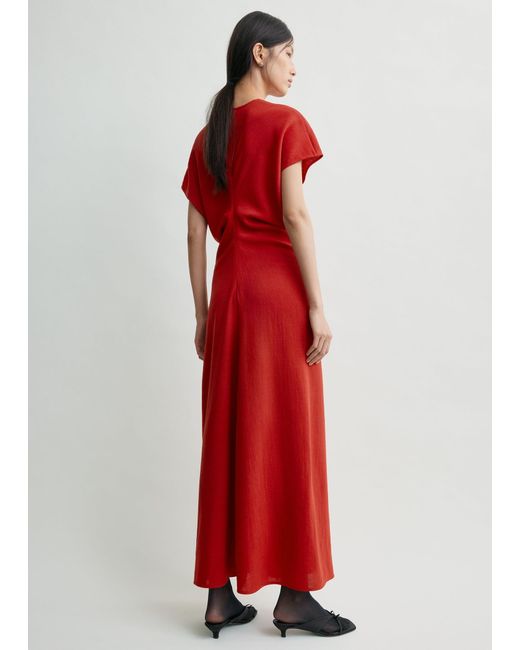 Totême Red Slouch Waist Wool Dress