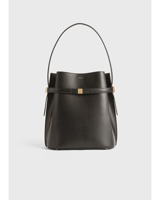 Totême  Black Belted Leather Bucket Bag