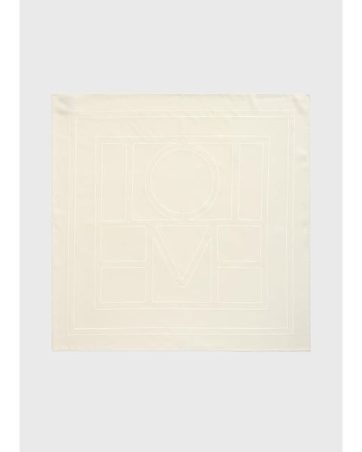 Totême Natural Embroidered Monogram Silk Scarf