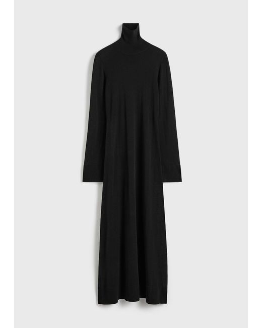 Totême  Black Slit Sleeve Knit Dress