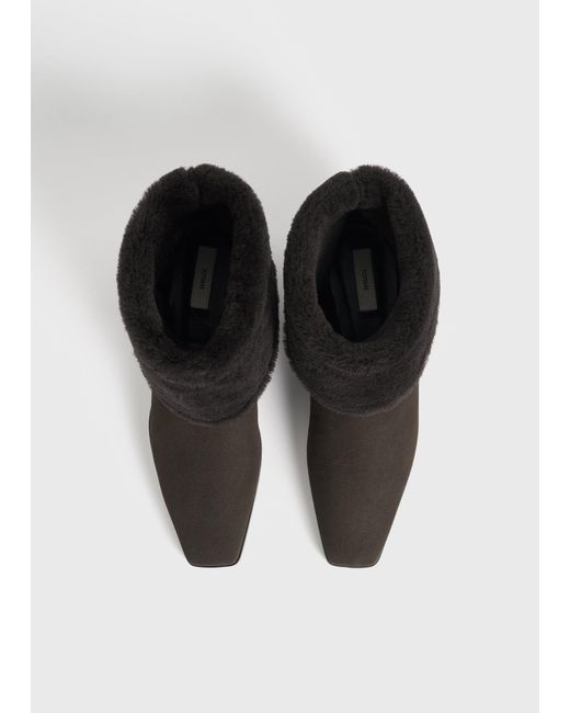 Totême Black Fold-Down Shearling Boots