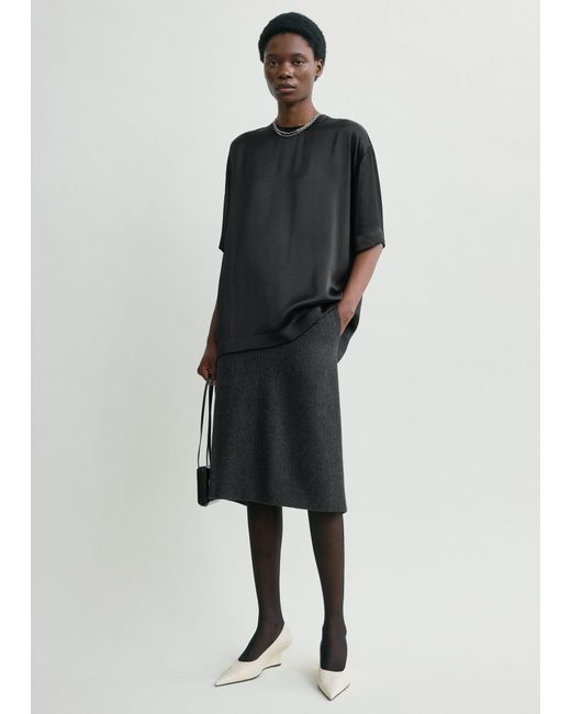 Totême Multicolor Twill Suit Skirt Charcoal