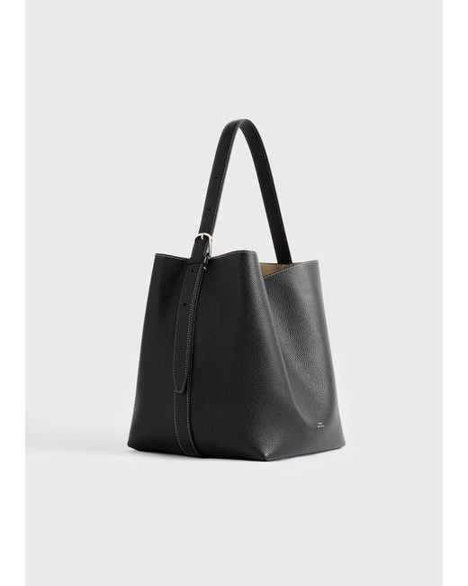 Totême Black Medium Belted Grained-Leather Tote