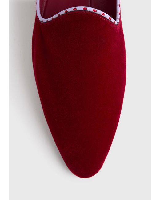 Totême Red Velvet Venetian Slippers